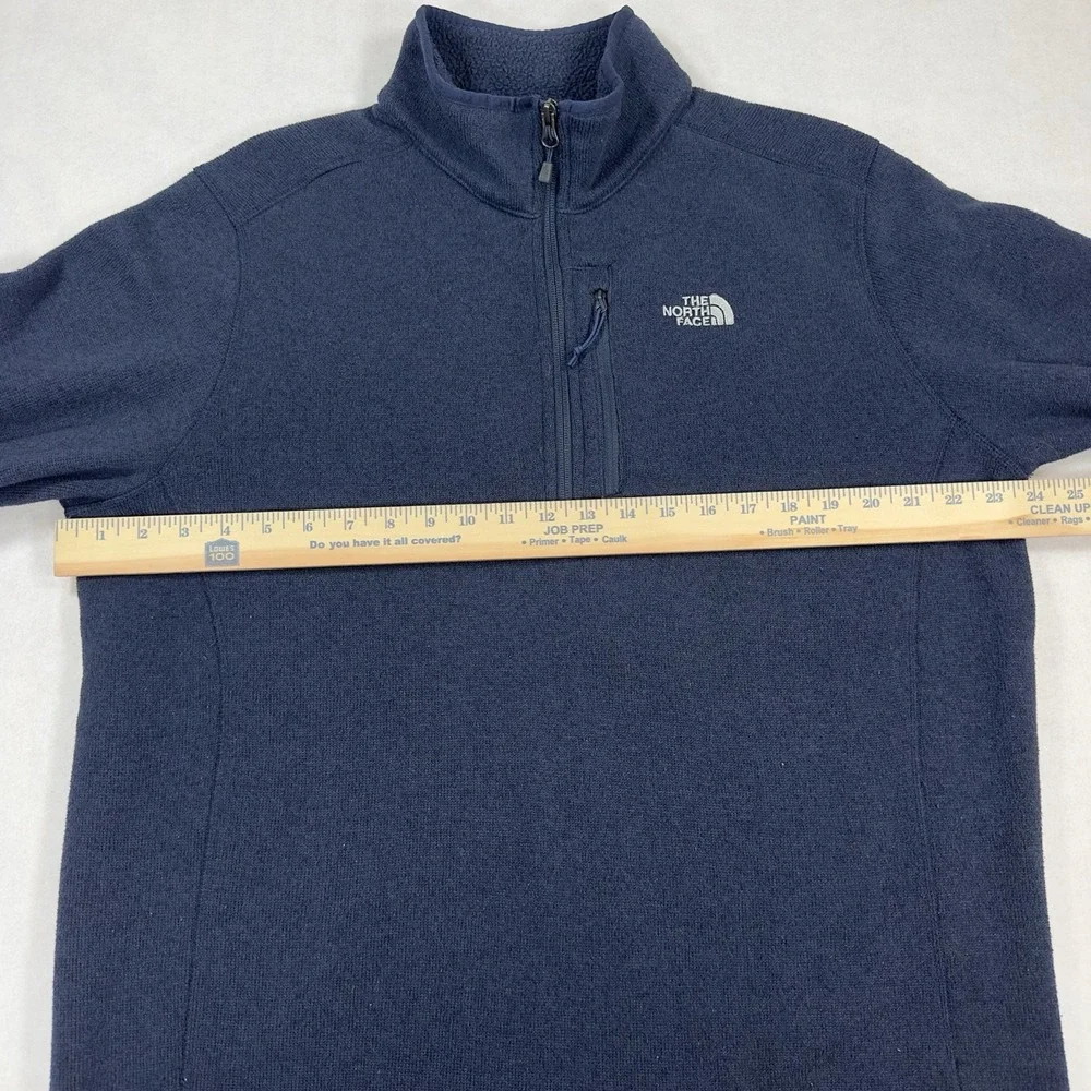 The North Face Mens XL Navy Blue 1/4 Zip Fleece Pullover Jacket Chest Pocket